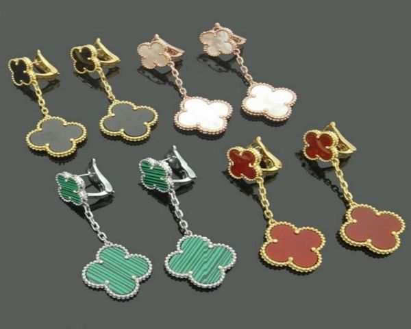 

fashion womens dangle earrings designer fourleaf clover earrings chandelier jewelry3828104, Silver