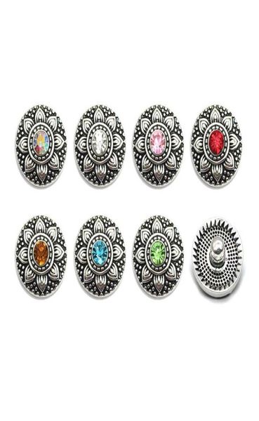 

flower w254 18mm 20mm rhinestone metal button for snap button bracelet necklace jewelry for women silver jewelry2293417