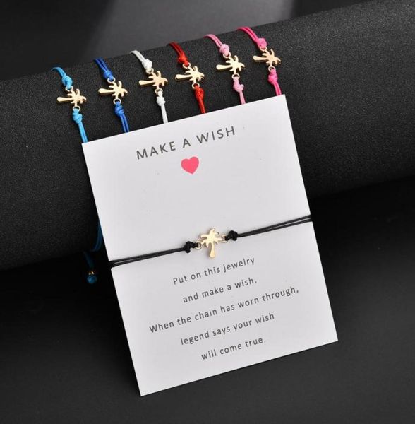 

friendship bracelet gift card make a wish gold tone alloy coconut tree bracelet jewelry charm bracelet for girls womens kids5067873, Golden;silver