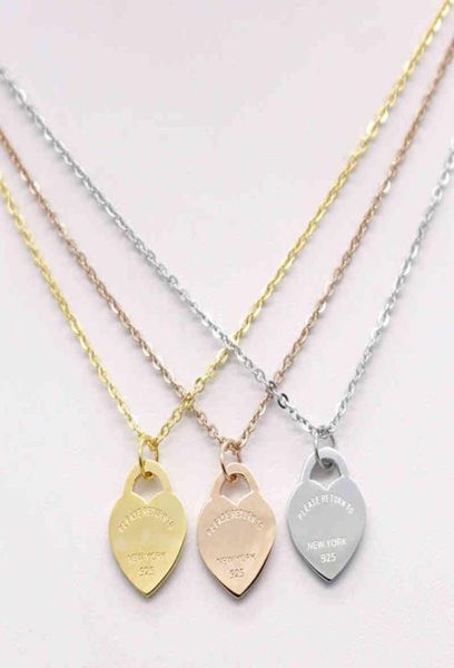 

stainls t family neck chain short female jewelry 18k gold titanium steel single peach heart necklace4476369, Silver