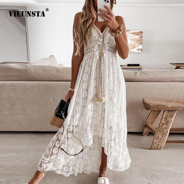 

dresses off shoulder lace patchwork elegant dress women summer 2023 v neck spaghetti strap dress female new fashion solid party dresses, Black;gray
