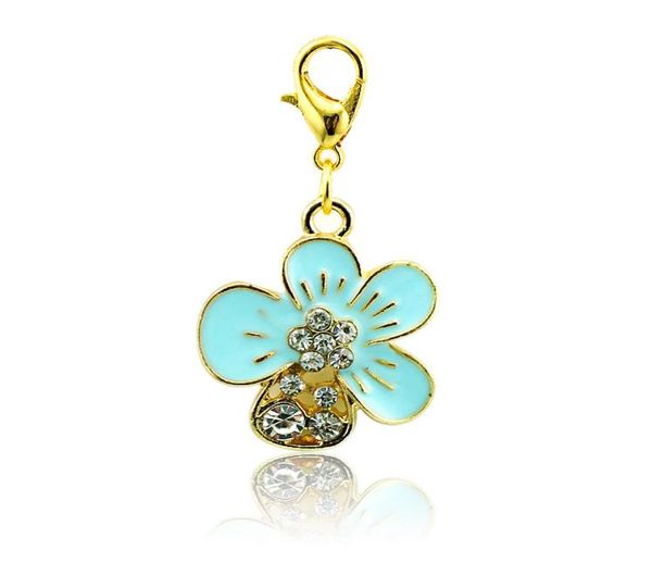 

brand new fashion floating charms alloy lobster clasp 4 color rhinestone petal charms diy accessories jewelry2467213, Bronze;silver