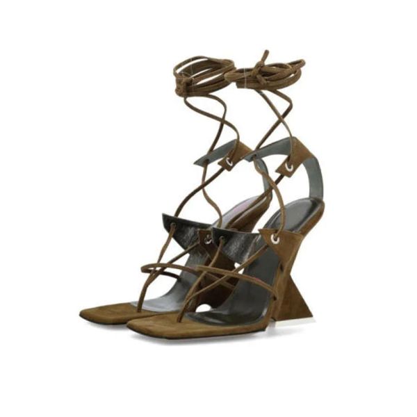 

casual shoes new summer high heel thick sandals square toe ankle lacing popular european and american large size women's 35-42, Black