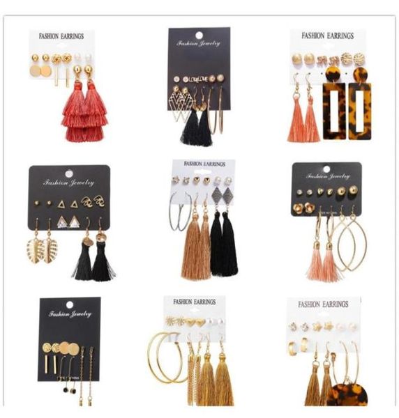 

boho crystal long tassel drop earrings for women ethnic geometric rose flower sign dangle statement earring 2019 fashion jewelry i9980631, Silver