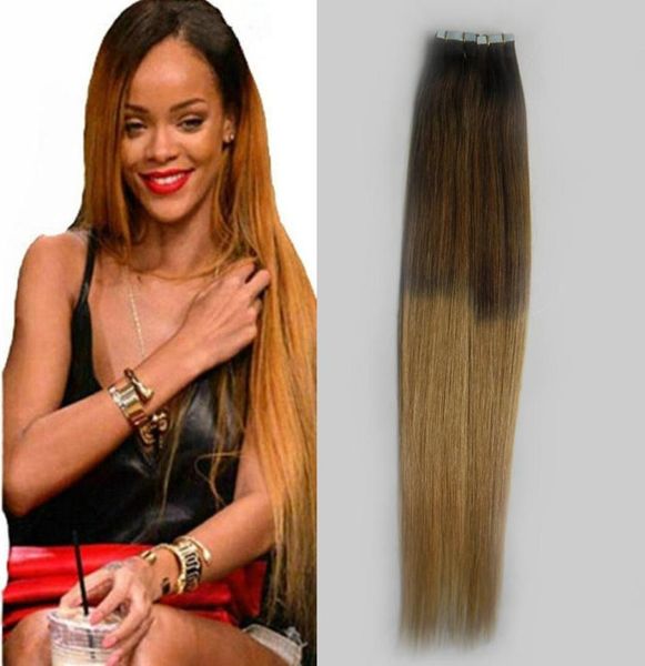 

skin weft tape in human hair extensions t627 ombre color 25g per piece 40 pieces human hair straight ombre skin weft hair extens9243768, Black