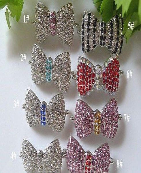 

silver plated with multicolor crystal rhinestone bow tie connector charm beads charms pendant for diy bracelets necklaces in mix2660198