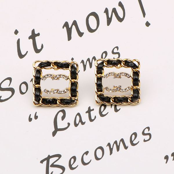 

20mixed luxury designer brand letter stud earring for fashion women letters studs square cattlehide charm earrings wedding party jewerlry, Golden;silver