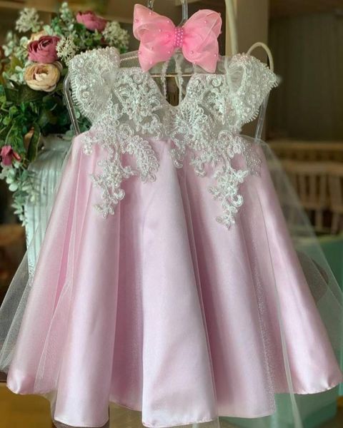 

pearls lace flower girl dresses crew aline tulle little girl wedding dresses vintage communion pageant dresses gowns f1832989271, White;blue