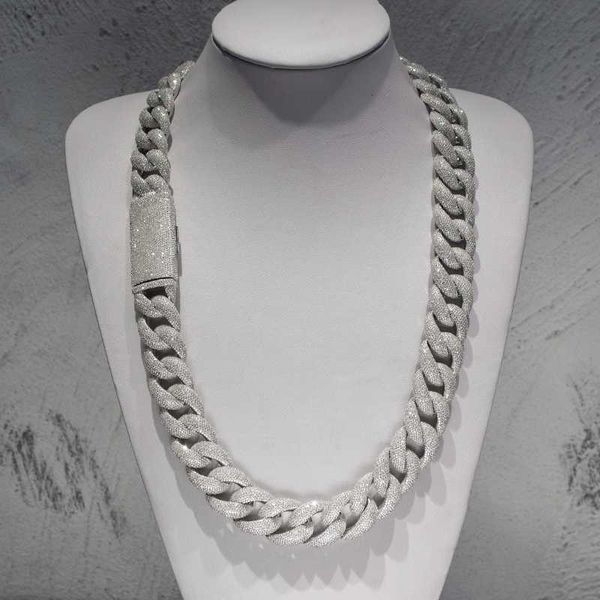 

moissanite miami cuban link chain in silver 925 sparkling 20mm iced out vvs