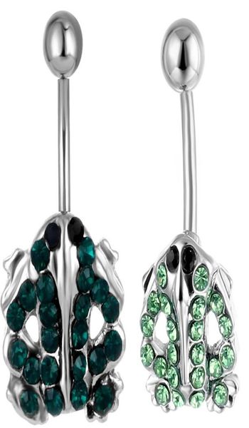 

d0493 frog belly navel stud dkgreen ltgreen012345671294360, Silver