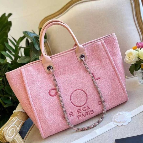 

women's brand ch luxury hand bags beach bag embroidered handbag canvas chain backpack evening handbags female pearl big shopping design