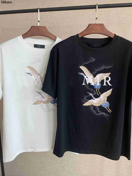 

mikaro 21ss mens t-shirts designer breathable pullover shirt for men tee homme o-neck simple print short level t-shirt outfits, White;black