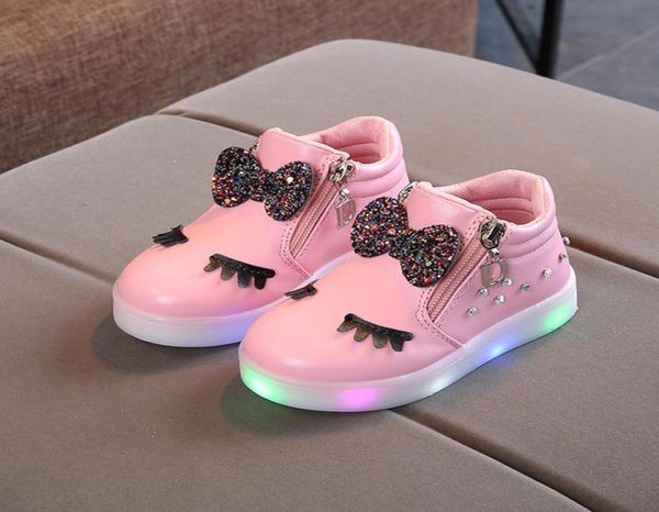 

designer cute kids baby girls led light shoes cartoon running shoes toddler sneakers antislip sports boots for children girls9685821, Black
