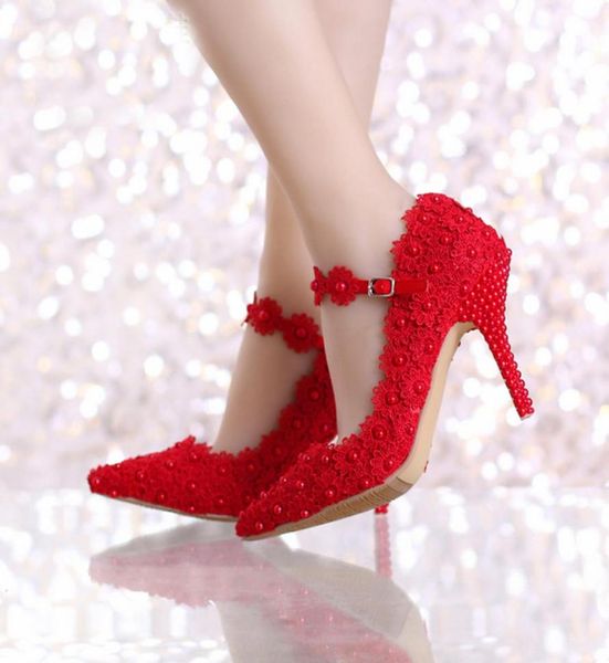 

spring beautiful white lace bridal shoes with ankle straps pointed toe birthday party lace dress shoes bridesmaid shoes4843933, Black