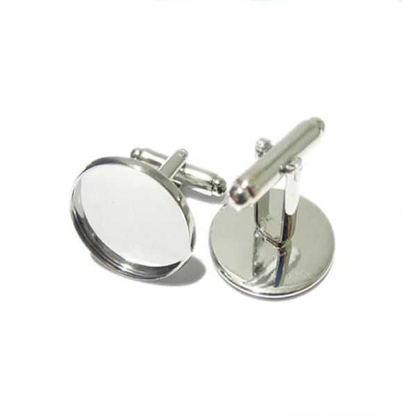 

beadsnice cufflink parts for jewelry making brass handmade cufflink whole with 16mm round cabochon tray id88961789579, Silver