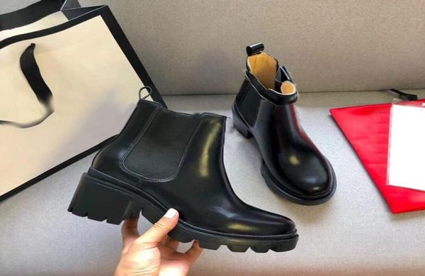 

2021 new arrival woman039s leather shoes belt buckle ankle boots factory direct female rough heel round head autumn winter3499813, Black