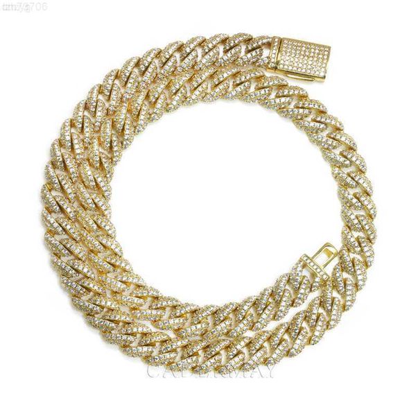 

hiphop jewelry 925 sterling silver 10mm cuban link chains 2 rows 7-24inches gold moissanite necklace for rapper party gift