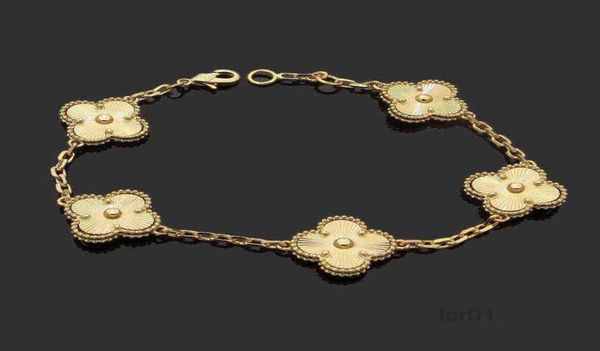 

luxury designer link chain bracelet fourleaf cleef clover womens fashion 18k gold bracelets jewelry u6 11418804, Golden;silver