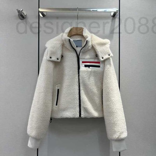 

women's jackets designer small versatile lamb wool warm hooded short coat thick wpdi, Black;brown