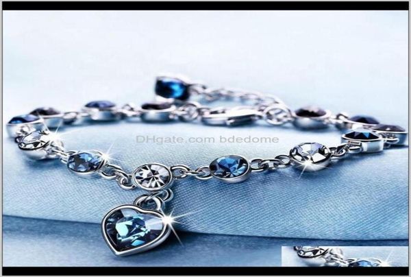 

engraved bangle bracelets jewelry heart of ocean blue zircon charms love diamond girls gift gioielli womens bracelet 8fa6u2221504, Black