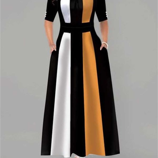

size womens vintage swing dress plus ladies half sleeve party skater dresses uk polyester long pink yellow purple summer casual uk46 a022, Black;gray