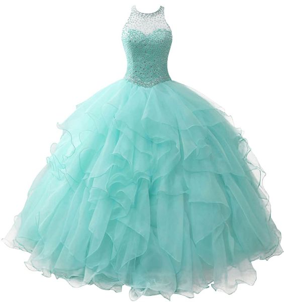 

quinceanera dresses princess beading sequins ball gown organza lace-up with plus size sweet 16 debutante party birthday vestidos de 15 anos, Blue;red