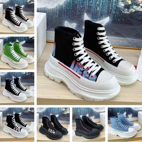 

summer fashion graffiti tread slick boot high-canvas couple platform trainers shoes white black nappa lace-up boots rubber tread sole comfor