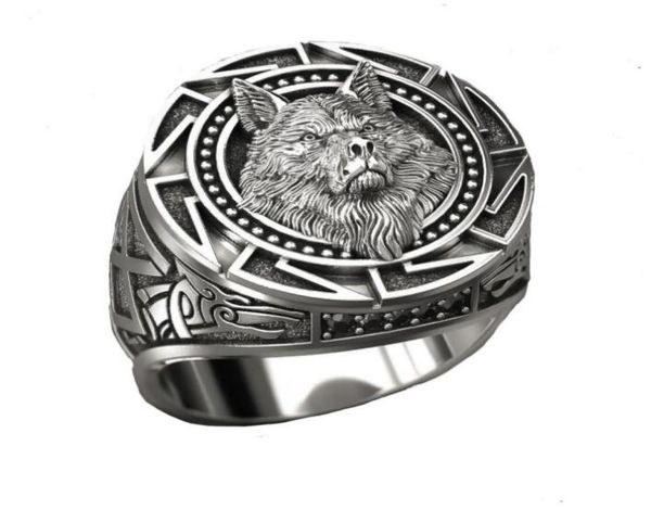 

viking warrior wolf head rings for men punk jewelry retro wolf totem male silver color ring hip hop finger bands gc8943412424