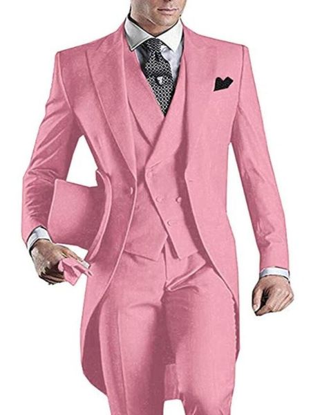 

customize pink whiteblackgreylight greypurpleburgundyblue tailcoat men party groomsmen suit in wedding tuxedosjacketpants1740870, Black;gray