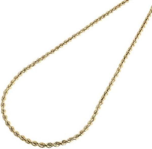 

10k yellow gold fill mens or ladies hollow rope chain necklace 3 mm 24quot inches2244381, Silver