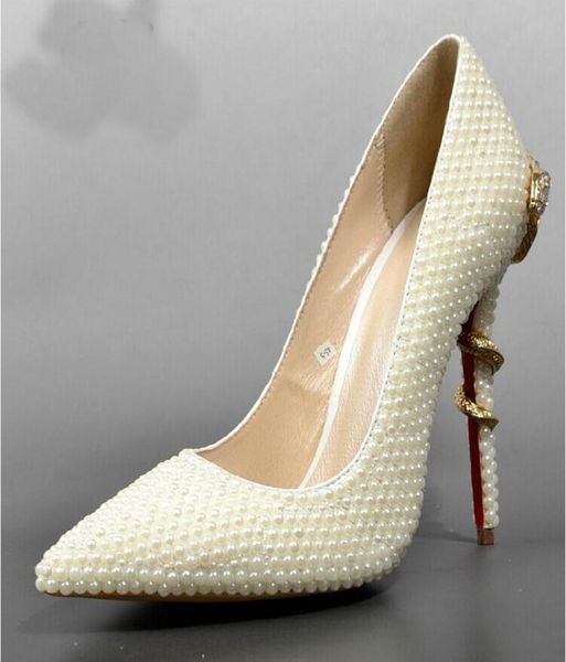 

pointed toe ivory pearl wedding bridal shoes lady high heels woman dress shoes prom highheeled shoes dancing fashion shoes4049004, Black