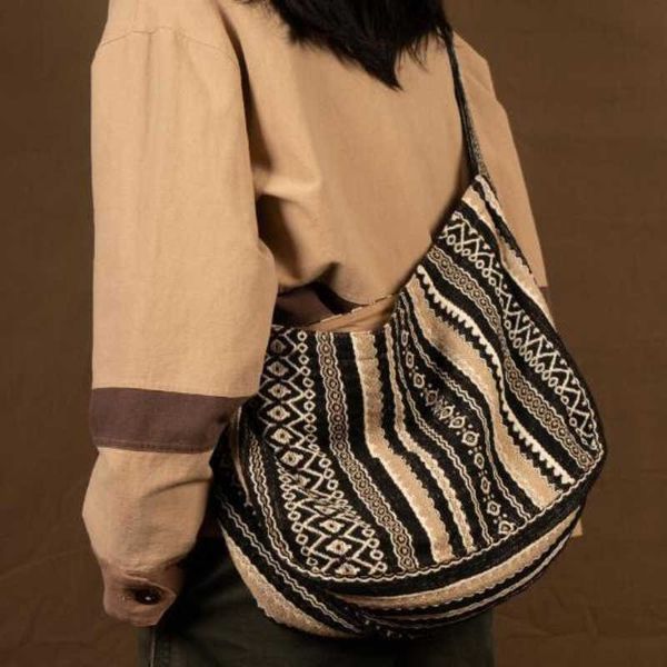 

shoulder bags vintage casual women bag japan style large capacity luxury designer retro versatile striped tote 230530