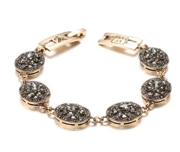 

charm boho women link bracelet antique gold color gray crystal ethnic wedding bridal vintage jewelry russia accessories1253880, Silver