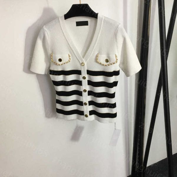 

23ss womens knits womens designer clothing b letter button bump color striped v-neck short sleeve knitted cardigan womens clothes a1, White