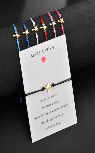 

friendship bracelet gift card make a wish gold tone alloy coconut tree bracelet jewelry charm bracelet for girls womens kids5575918, Golden;silver