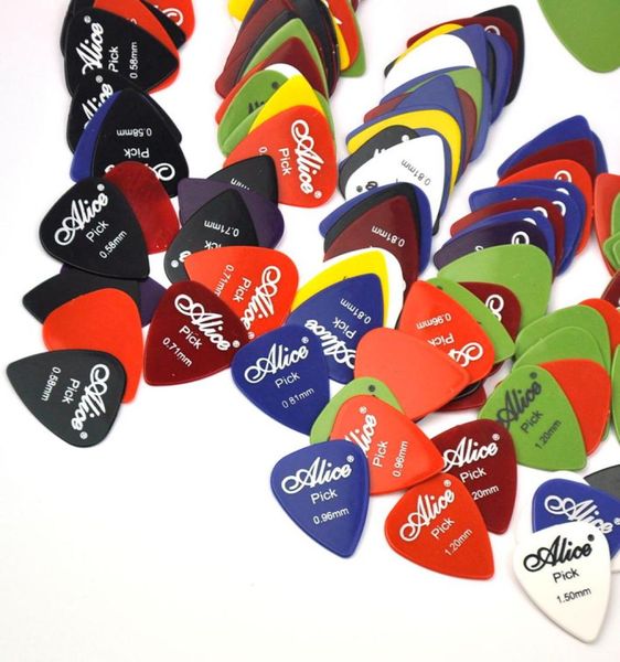 

100pcs alice glossy abs guitar picks plectrums 05815mm 6 gauges mixed8665240