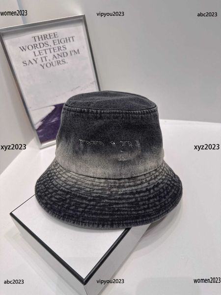 

fashion women fisherman's hat gradient denim girl cap letter printing bucket hat designer wide brim hat #including brand box, Blue;gray