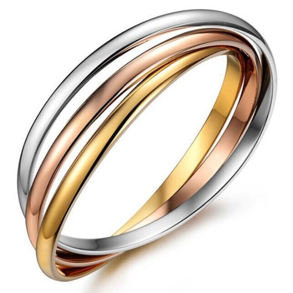 

fashion high-grade three-color gold three-ring bracelet female titanium steel rose gold head jewelry bracelets for women, Golden;silver