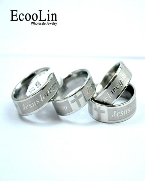 

fashion jesus love you stainless steel cross faith anglicans christian prayer ring letter bible for men jewelry never fade lb40039127375, Silver