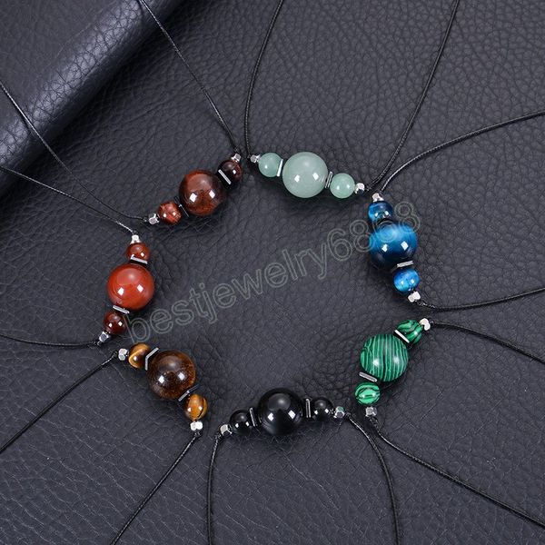 

16mm agate crystal natural tiger eye stone pendant necklace for women men natural stone geometric charm clavicle necklace gifts, Silver