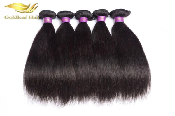 

goldleaf 1pc malaysian human straight weft brazialin hair peruvian hair indian mongolian virgin remy hair83355156212991, Black