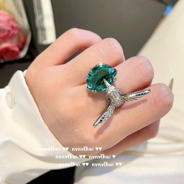 

luxury designer for rings birds women and gemstones luxury diamond party noble ring, Silver