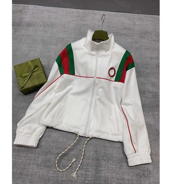 

23ss womens designer clothing womens jacket patchwork color stand-up collar embroidery retro sports long-sleeved coat women clothes a1, Black;brown