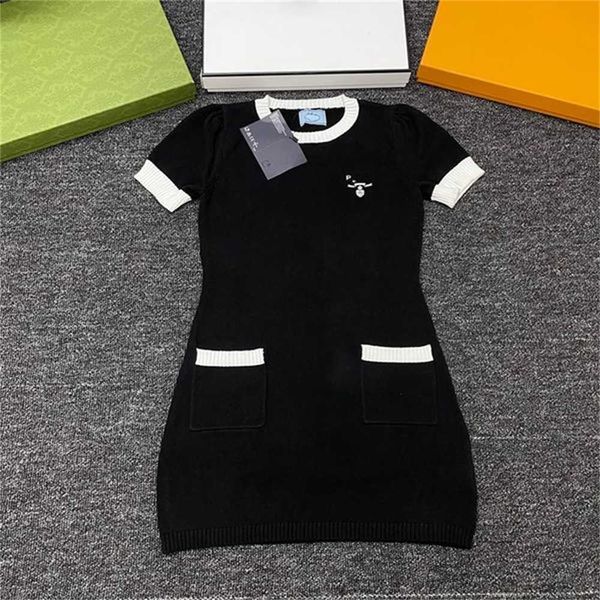 

personality knitted fashion patchwork skirts women elegant dresses for wedding spring fall luxury female dress clothing rhji, Black;gray