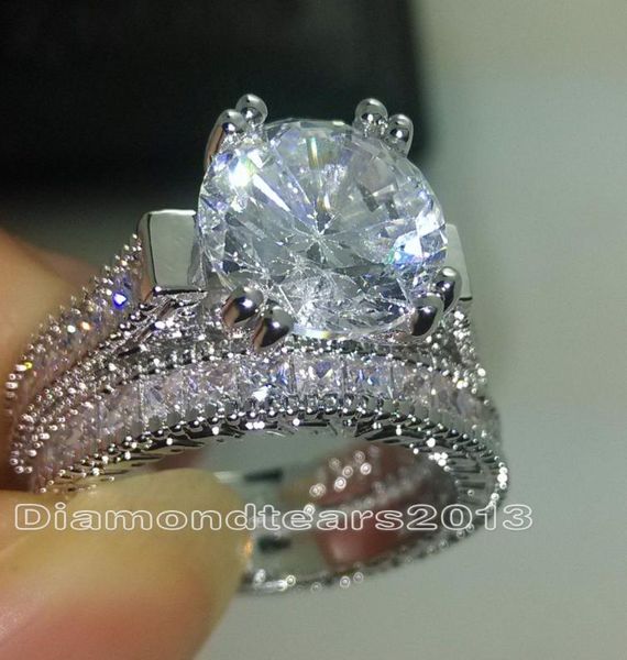 

size 510 fashion jewelry 14kt white gold filled 6mm round cut z cz diamond gemstones wedding bridal couple finger rings for w7363962, Silver