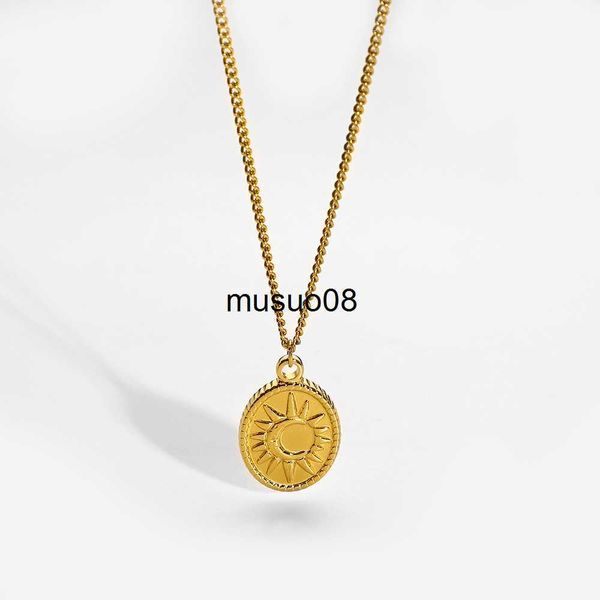 

pendant necklaces pvd 18k gold plated waterproof stainless steel starburst oval pendant necklace for women trendy jewelry gift j230601, Silver