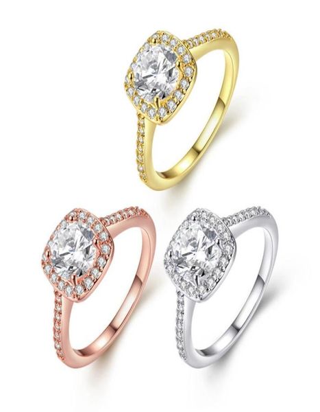

18k gold wedding ring with cz diamond women classic charm jewelry 59 size 5950954, Golden;silver