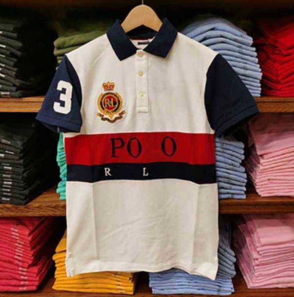 

european and american size summer polo shirt men's short-sleeved casual color matching cotton plus embroidered fashion t-shirt23ess, White;black