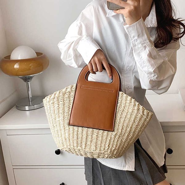 

beach bags fashion ladies basket shopper bag straw summer woven travel handbag for women luxury design underarm shoulder 230530