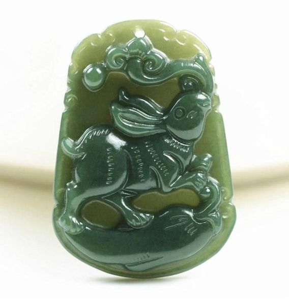 

hand carved natural green jade rabbit jade gift pendant necklace9147665, Silver